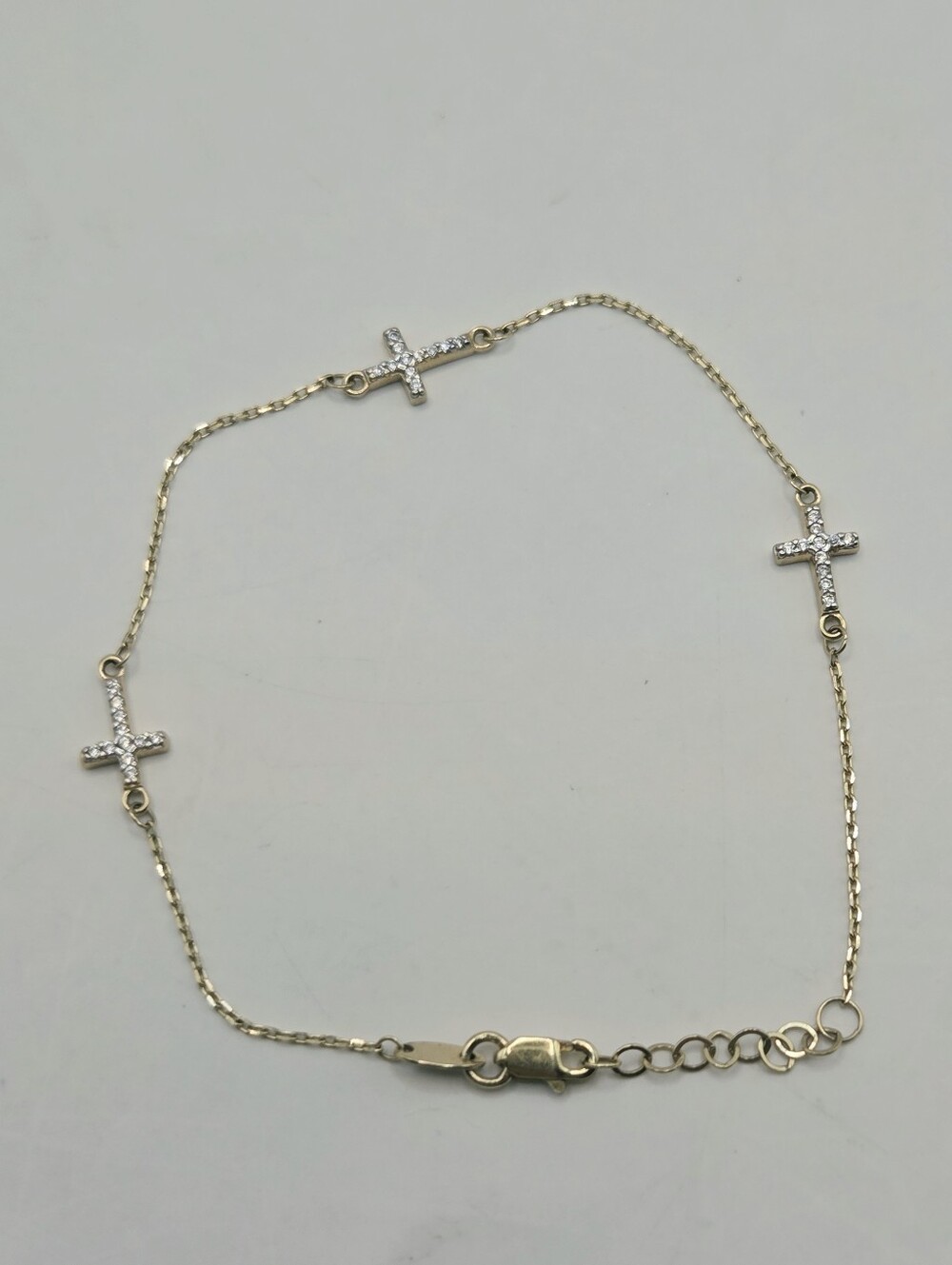 Diamond Accent Three Cross Bracelet in 14K Yellow Gold
